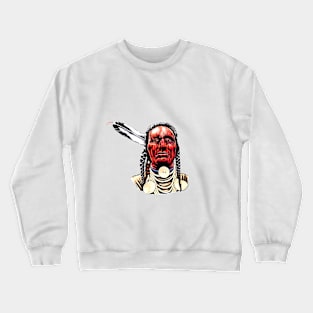 red indian man with feather Crewneck Sweatshirt